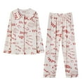 thumbnail image 4 of FUNUONY Cotton Pajamas for Women Set 2 Piece Long Sleeve Button Up Sleepwear Loose Pj Pants Sets Soft Comfy Loungewear Casual Lapel Button Print Two Piece Long Sleeve Pajamas Pajamas Suit Red Xxl, 4 of 4