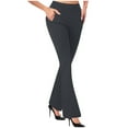 thumbnail image 2 of Titcea Women's Pants Elastic Waist Solid Color Business Casual Outfits Comfort Breathable Slim Flare Pants with Pockets, 2 of 6