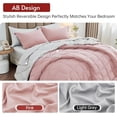 thumbnail image 3 of MUXHOMO 7 Pieces King Size Comforter Set, Reversible Bed in a Bag King, All Season King Bedding Set with Comforter, Flat Sheet, Fitted Sheet, Pillowcases & Shams, Pink & Light Grey, 3 of 18