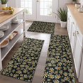 thumbnail image 2 of Black Daisy Flower Orange Centers Pattern Kitchen Rugs Sets Of 3,Kitchen Runner Rugs Non Skid Washable,Decorative Kitchen Floor Mats for Kitchen,Sink,Laundry,17"x30"+ 17"x47" + 17"x59", 2 of 6
