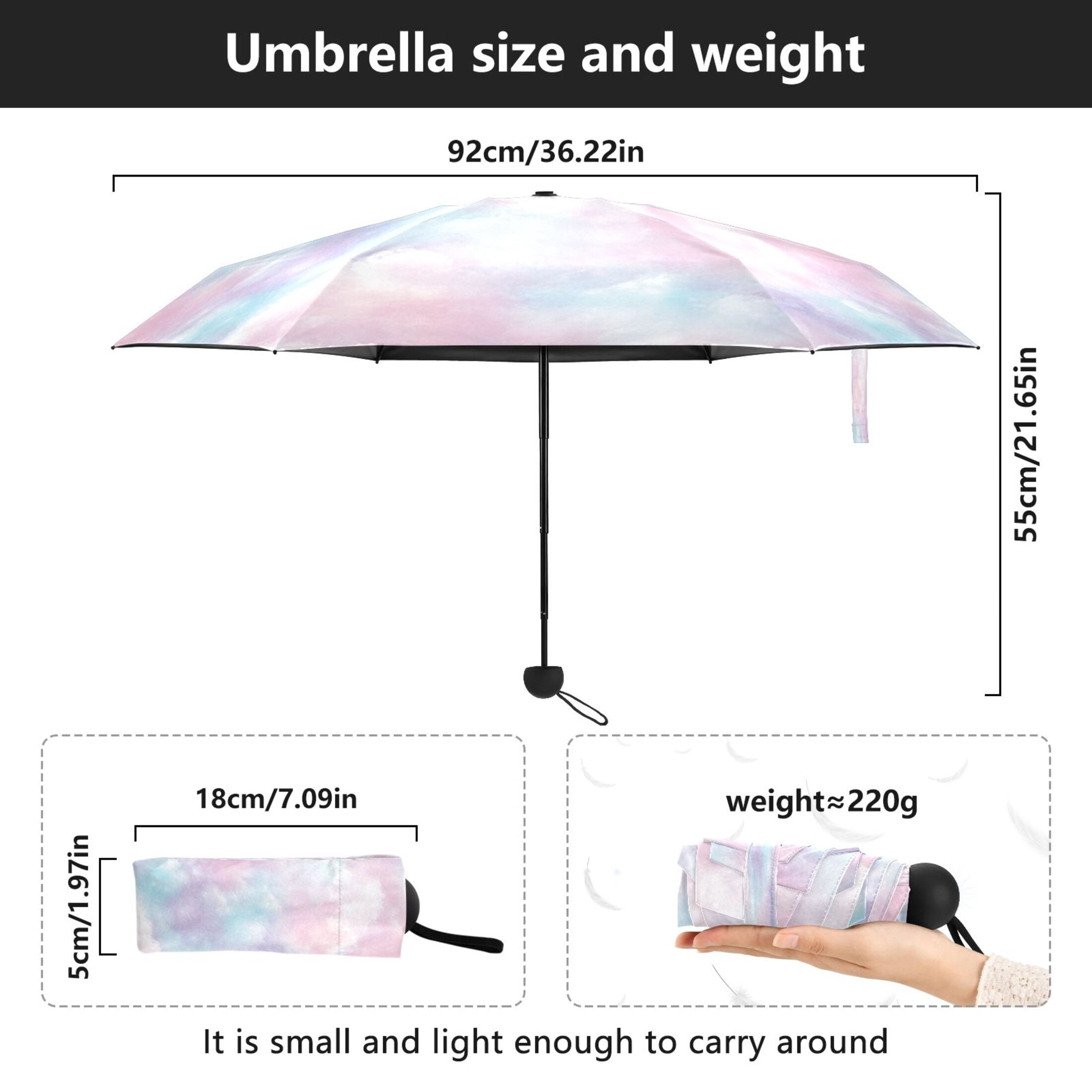 Pastel Clouds Umbrellas for Sun Auto Open Close UV50+ Waterproof 5-Fold Compact Fiberglass Frame