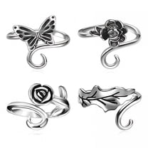 DESIGNICE 4Pcs Crochet Ring for Finger Adjustable Crochet Tension Ring for Finger Metal Open Yarn Guide Crochet Rings Holders Accessories for Crochet Mother Grandma Gifts