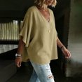 thumbnail image 4 of jjayotai Cotton Linen Tops for Women Short Sleeve Shirts V Neck Loose Fitted T Shirts Casual Flowy Beach Vacation Tees, 4 of 6