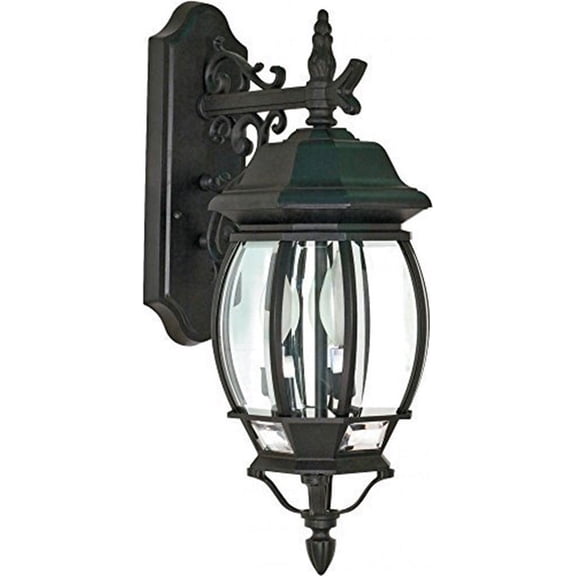 Satco Central Park Textured Black Transitional Outdoor w/ 3 Light 60W