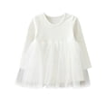 thumbnail image 2 of Lutiedan Toddler Girls Long Sleeve Tulle Peplum Tops Crew Neck Mesh Tutu Hem Shirts Casual Princess Flowy Shirts 0-3,White, 2 of 5