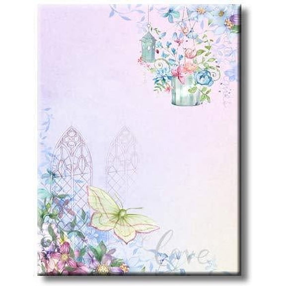 Canvas Art Beautiful Butterfly Wall Corner with Tropical Plants Flowers Picture on Stretched Canvas, Wall Art Décor, Ready to Hang