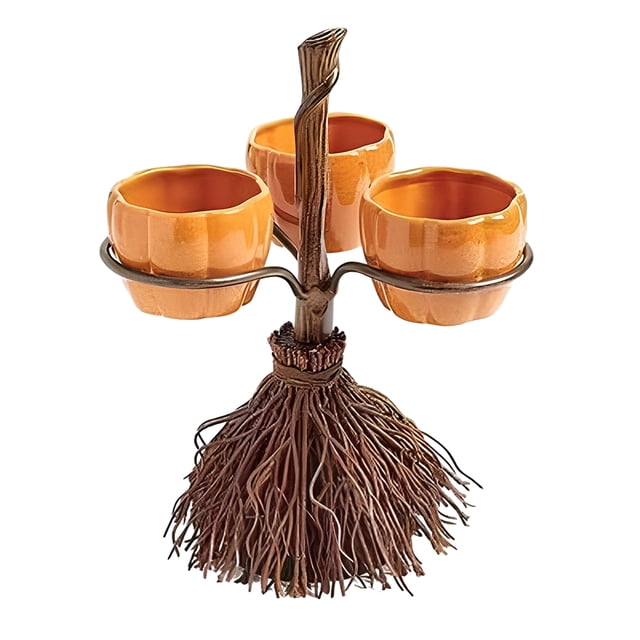 Injueey Bandeja de aperitivos de calabaza de Halloween única para aperitivos pequeños y ligeros Cuencos de calabaza de resina fáciles de Kits de decoración para fiestas Tres tazas de calabaza