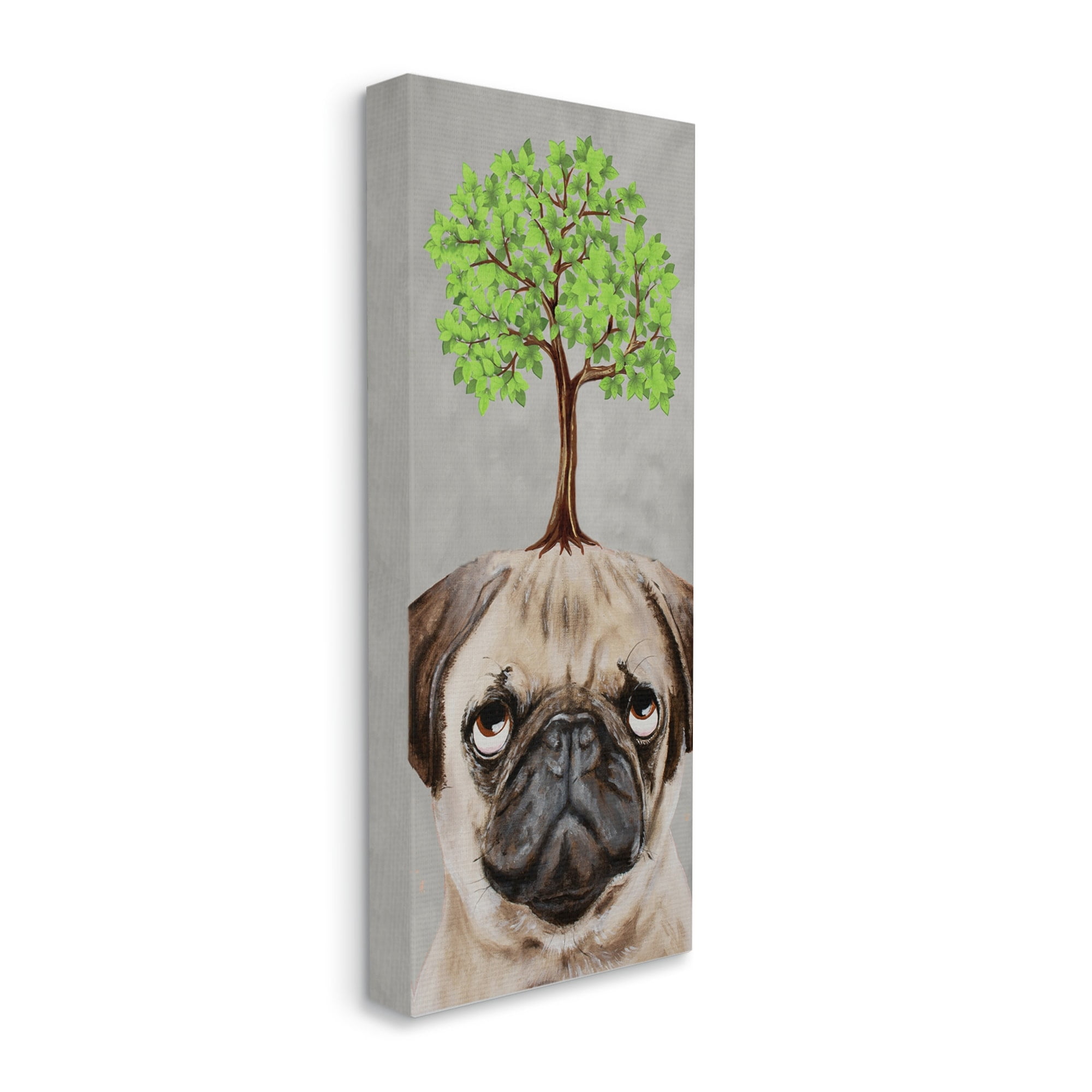 Stupell Industries Pug Growing Tree Portrait Animals & Insects Painting Gallery Wrapped Canvas Print Wall Art