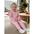 thumbnail image 5 of RUINIXCW Toddler Baby Girl Spring Fall Winter Clothes Infant Baby Girls 2 Pieces Outfit Twist Textured Jacquard Long Sleeve Crewneck Sweatshirt and Pockets Pants Set, 5 of 9