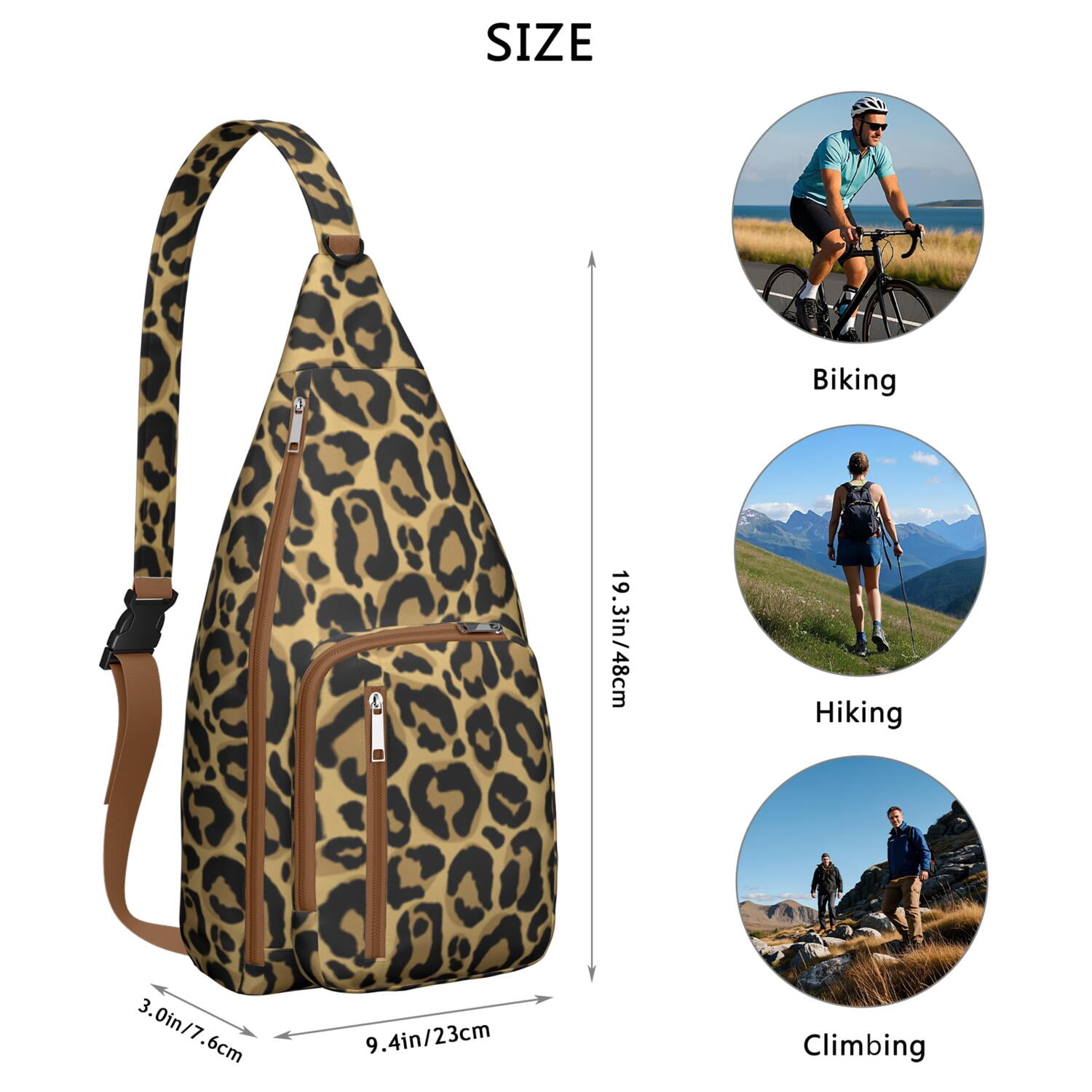 Modern Leopard Print Sling Bag - Fashion-Forward Animal Spot Pattern Crossbody Backpack for Women & Men, Water-Resistant Shoulder Bag (Classic Yet Contemporary Design)