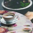thumbnail image 3 of Ambesonne Vintage Floral Fitted Round Tablecloth, Aquarelle Boho Bloom, 36"- 40" Diameter, Pale Fuchsia Dark Peach, 3 of 5