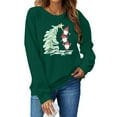 thumbnail image 3 of GUZOM Womens Green Christmas Long Sleeve Top - 100% Polyester Loose Fit, Gnome & Christmas Tree Print, Boat Neck, XS-XL Festive Holiday Casual Wear,Size L, 3 of 8