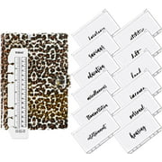 UgyDuky Leopard A6 Binder Cover 12 Clear Binder Pockets and 12 Envelope Labels, Budget Binder with Zipper Cash