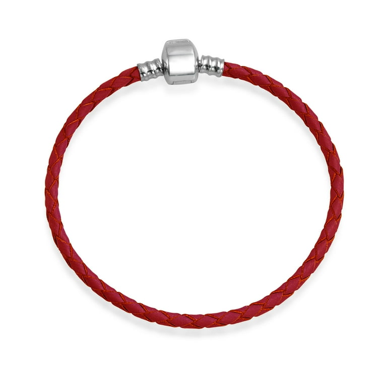 Red braided leather charm bracelet store