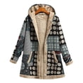 thumbnail image 2 of Joernso Women Overcoat Keep Warm Hooded Polyester Ethnic Pattern Winter Coat for Daily Wear, 2 of 8