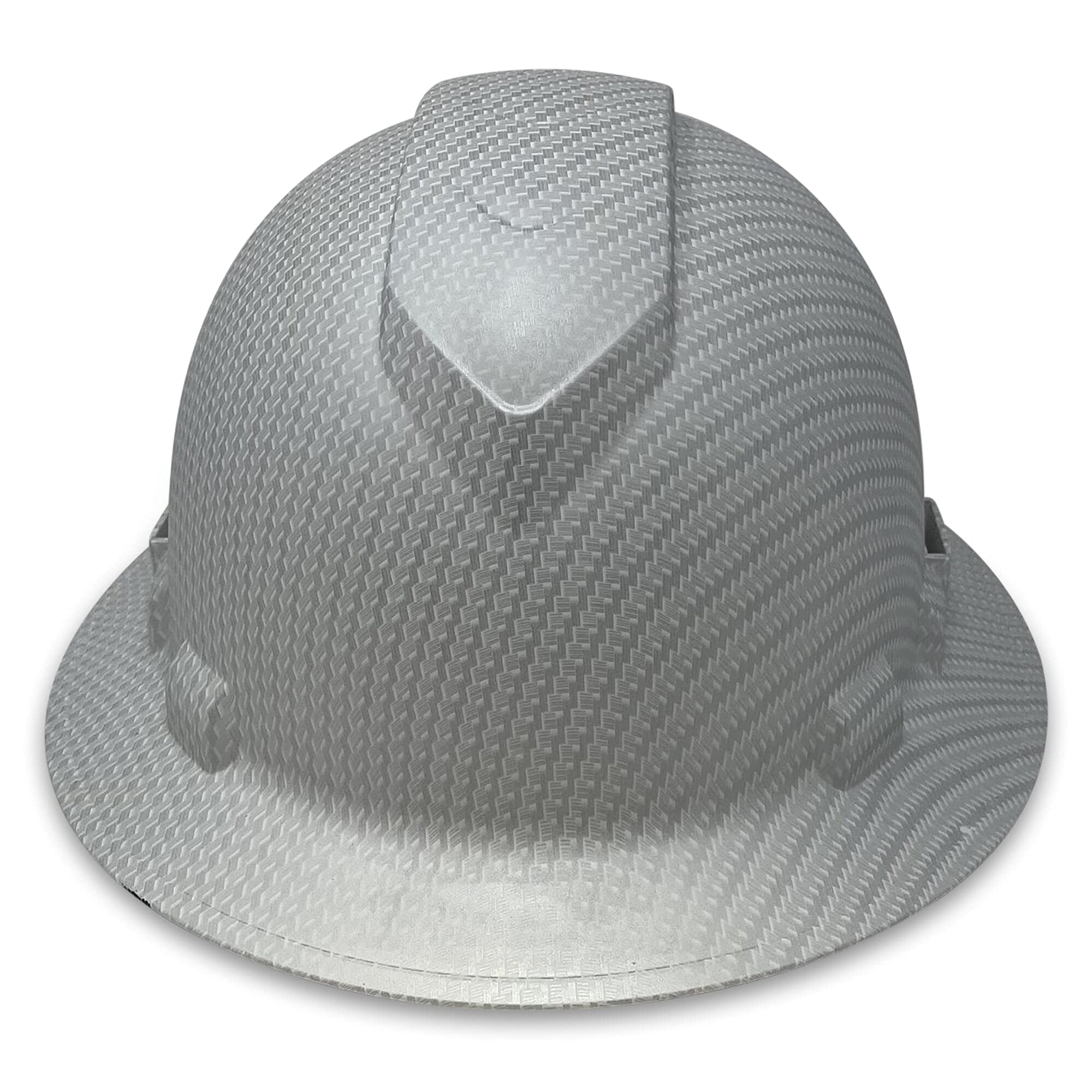 By Custom Classic White Carbon Fiber Design 6 Point Full Brim OSHA Hard Hat 