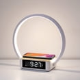 thumbnail image 1 of lámpara de mesa táctil con cargador inalámbrico, lámpara de mesita de noche con reloj, luz de despertador 3 niveles de brillo LED luz nocturna para dormitorio, sala de estar, mesita de noche, 1 of 5