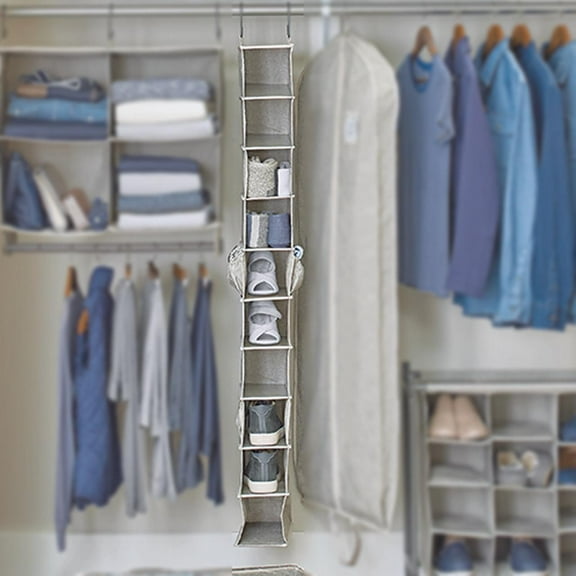 Better Homes & Gardens 10-Shelf Hanging Closet Organizer with 4 Side Pockets for Shoes and Clothes