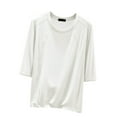 thumbnail image 1 of Timegard Hauts pour Femmes Col Rond Manches 3/4 Blouse Ample Confortable Décontractée Couleur Unie Pyjama Tee Hauts, 1 of 6