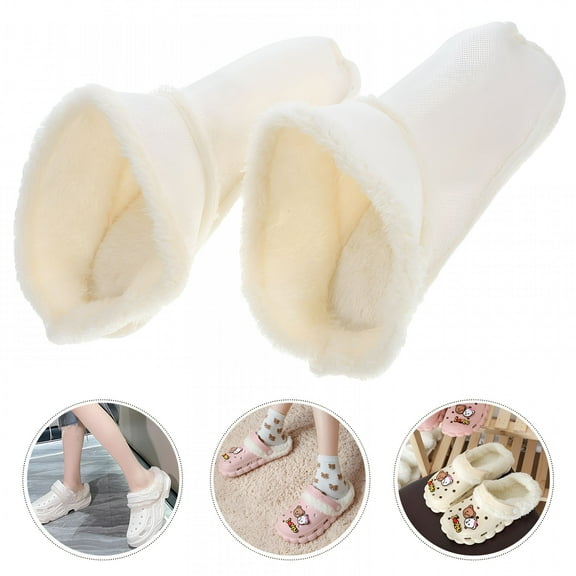 OQRKI 2 Pairs Fleece Lined Clogs Warming Slip-on Round Toe Minimalist Style for Women and Men