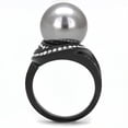 thumbnail image 3 of Womens Light Black Ring Anillo Para Mujer Stainless Steel Ring with Synthetic Pearl in Gray Estelia, 3 of 4
