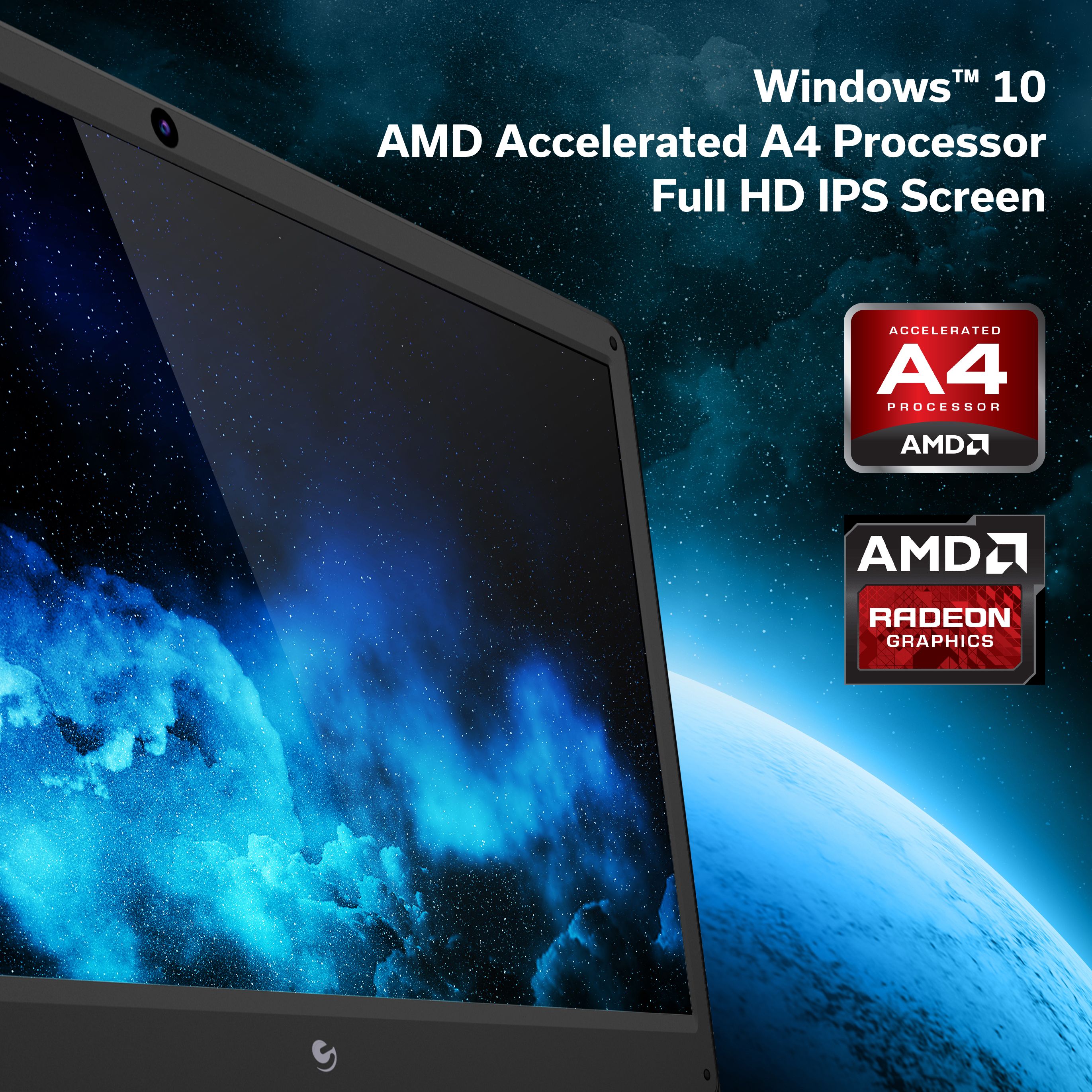 Ematic 13.3" Laptop with Full IPS HD Display, 4GB RAM, 64 GB Storage, AMD & Windows 10, Black (EWT148AB) - image 4 of 8