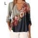 thumbnail image 1 of Blusa Camisa con cuello en V y estampado floral Blusa suelta de manga larga Top de mujer, Gris, L Methold AP002021-11, 1 of 5