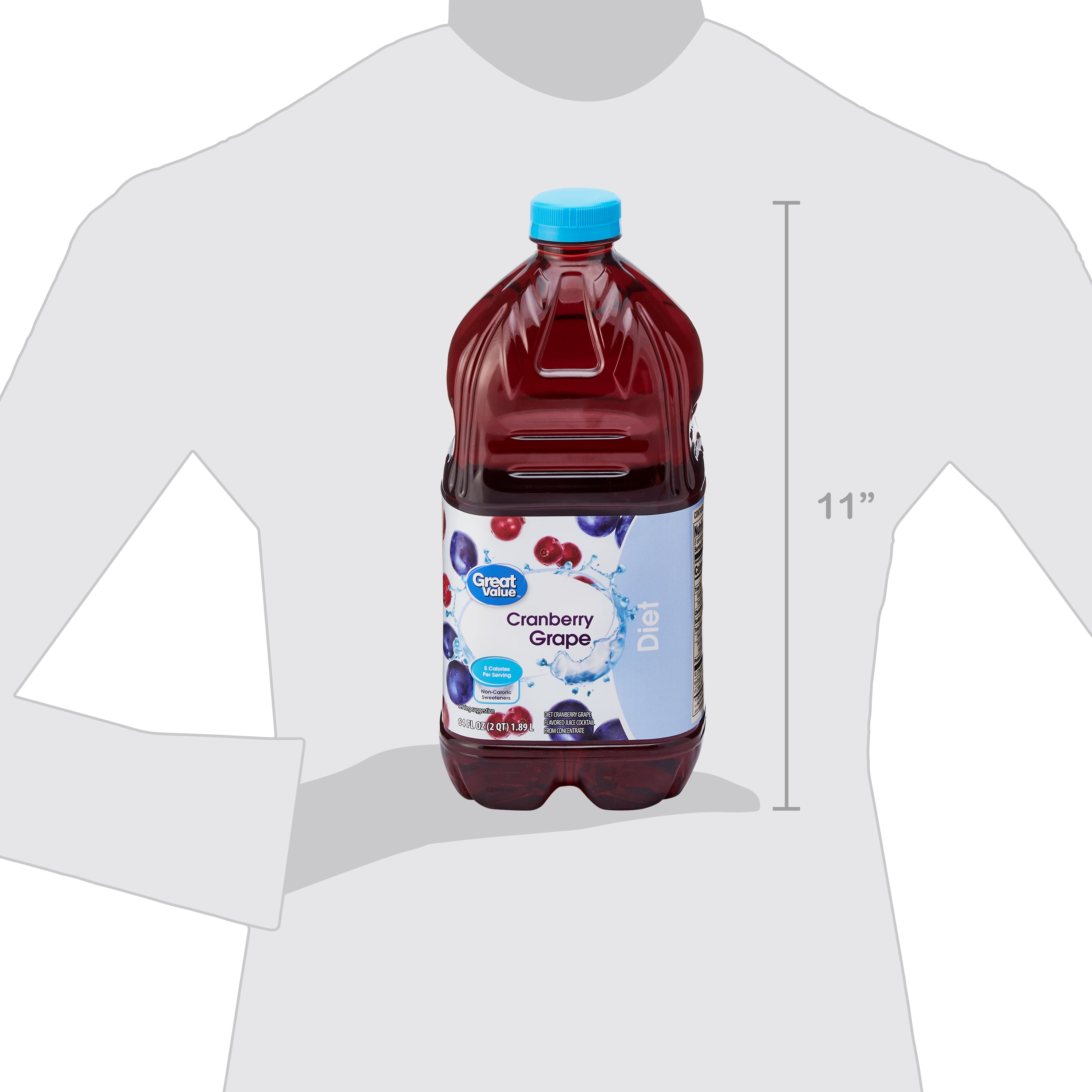 Great Value Diet Cranberry Grape Juice Beverage, 64 Fl. Oz.