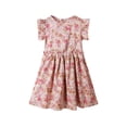 thumbnail image 3 of 2DXuixsh Robe Fille Filles Tout-Petits Enfants Col Rond Été Sans Manches Décontractée Plage Imprimés Floraux Robe de Fête Robe Florale pour Mariage Fête Rouge Taille 130, 3 of 3