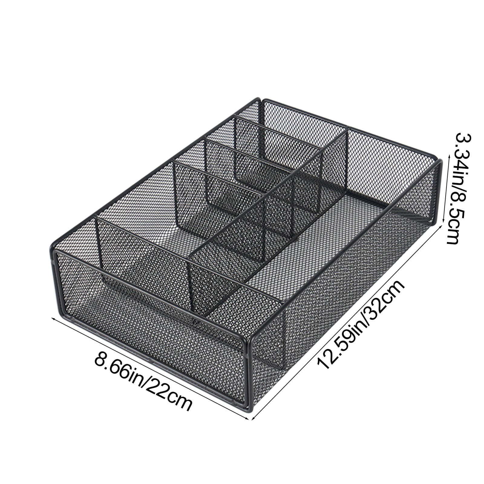 Metal Mesh Desk Organizer 6 Compartments Pen Holder Multi Functional Storage Caddy For Office Supplies Cosmetics Desktop Organization Durable Wire Structure Desk Organizer