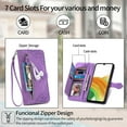 thumbnail image 2 of Cowithday for Google Pixel 7 Pro Wallet Case for Men Women, Pixel 7 Pro 5G Cover, Embossed PU Leather Magnet Buckle Card Slots Zipper Pocket Lanyard Wrist Strap Handbag All-inclusive Case, Purple, 2 of 9