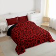 thumbnail image 3 of Homewish Leopard Print 3 Pieces Queen Comforter Set For Teens Boys Girls,Black Red Ultra Soft Bedding Sets,Abstract Geometric Bedding Comforter Set,Breathable Home Decor,Reversible, 3 of 8