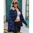 thumbnail image 5 of Zeagoo Womens Plus Size Flannel Plaid Shirt Roll Up Long Sleeve Mid-Long Button Down Shirts Casual Boyfriend Tops, 5 of 6