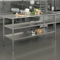 thumbnail image 2 of Flash Furniture Stainless Steel Worktable with 2 Undershleves, 2 of 9