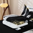 thumbnail image 6 of Homewish Black Golden Watercolor Zipper Queen Comforter Set with Fitted Sheet and 2 Pillowcases,Abstract Modern Zipper Bedding Set,Black Reversible,4pcs, 6 of 8