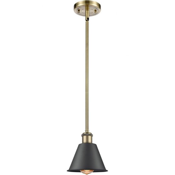 516-1S-AB-M8-BK-Innovations Lighting-Smithfield - 1 Light Mini Pendant In Industrial Style-7.5 Inches Tall and 7 Inches Wide