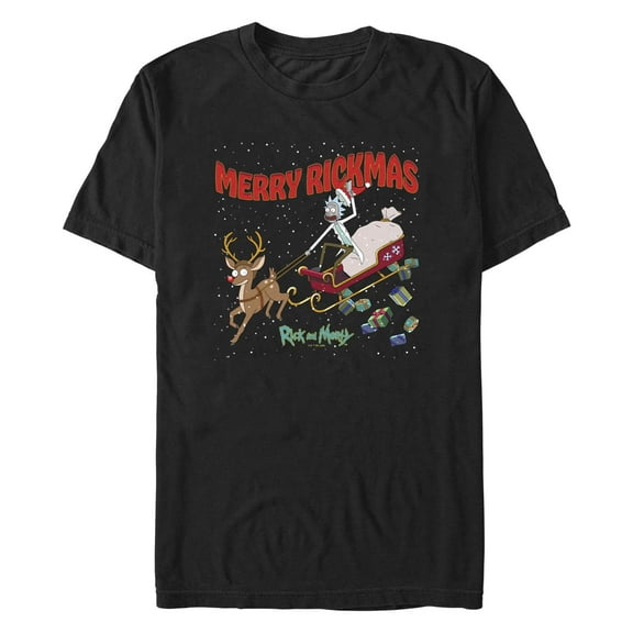 Men's Rick and Morty Santa Merry Christmas Graphic T-Shirt