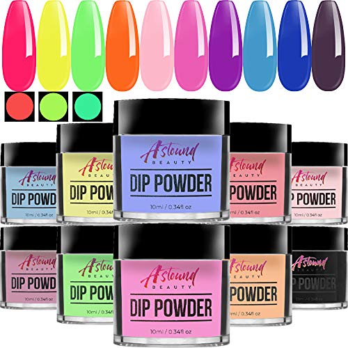 Dip Powder Nail Kit 10 Dip Powder Colors Refill with Glow in The Dark