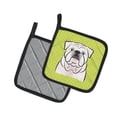 thumbnail image 2 of Carolines Treasures BB1282PTHD Checkerboard Lime Green White English Bulldog Pair of Pot Holders , 7.5HX7.5W,, 2 of 3