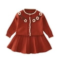 thumbnail image 2 of PInxai Girls Clothes Cute Fall 2 Piece Sets Long Sleeve Button down Tops Elastic Waisted Pleated Skirts Kids Outfits,Coffee,2 Years, 2 of 5