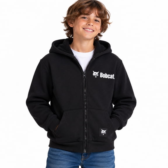 Bobcat Boys Zip Up Hoodie Soft Fleece Sherpa-Lined Hooded Sweatshirt, Sizes 8-18