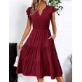 thumbnail image 4 of Zeagoo Women's Midi Dress Casual Summer Dresses V Neck Tiered Swing Dress with Pockets Womens Short Sleeve Sundress Loose Travel Dresses, 4 of 6