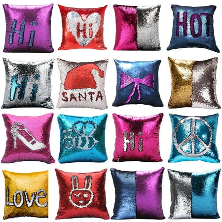 White Gold Pillow Double Layer and Double Color Sequins Pattern Variable Back Cushion Pillow 40x40CM white and gold ()