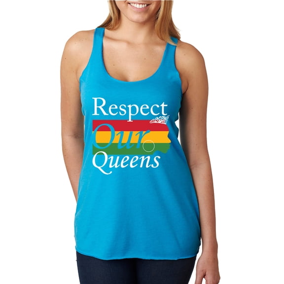 Wild Bobby Respect Our Queens Black Pride Tri-Blend Racerback Tank Top, Vintage Turquoise, Medium