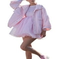 thumbnail image 2 of Femmes Bouffantes Tulle Mini Robe Cou Carré Bulle Manches Française Princesse Fée Robe Romantique Ruffle Mesh Robes Courtes, 2 of 9
