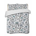 thumbnail image 2 of Quilts Queen Size, Boho Leaf Soft Comforter Bedding Set for Bed, Teal Green Spring Farmhouse Pastoral Tribal Lightweight Quilted Bedspread with Pillow Cover(2 Pieces) for All Season, 90x96 Inch, 2 of 6