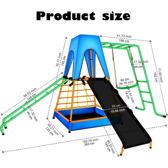 XIEWEI Outdoor Climbing Toys for Kids Swing Set, Playset with Traditional Swings, Slide, Ladder