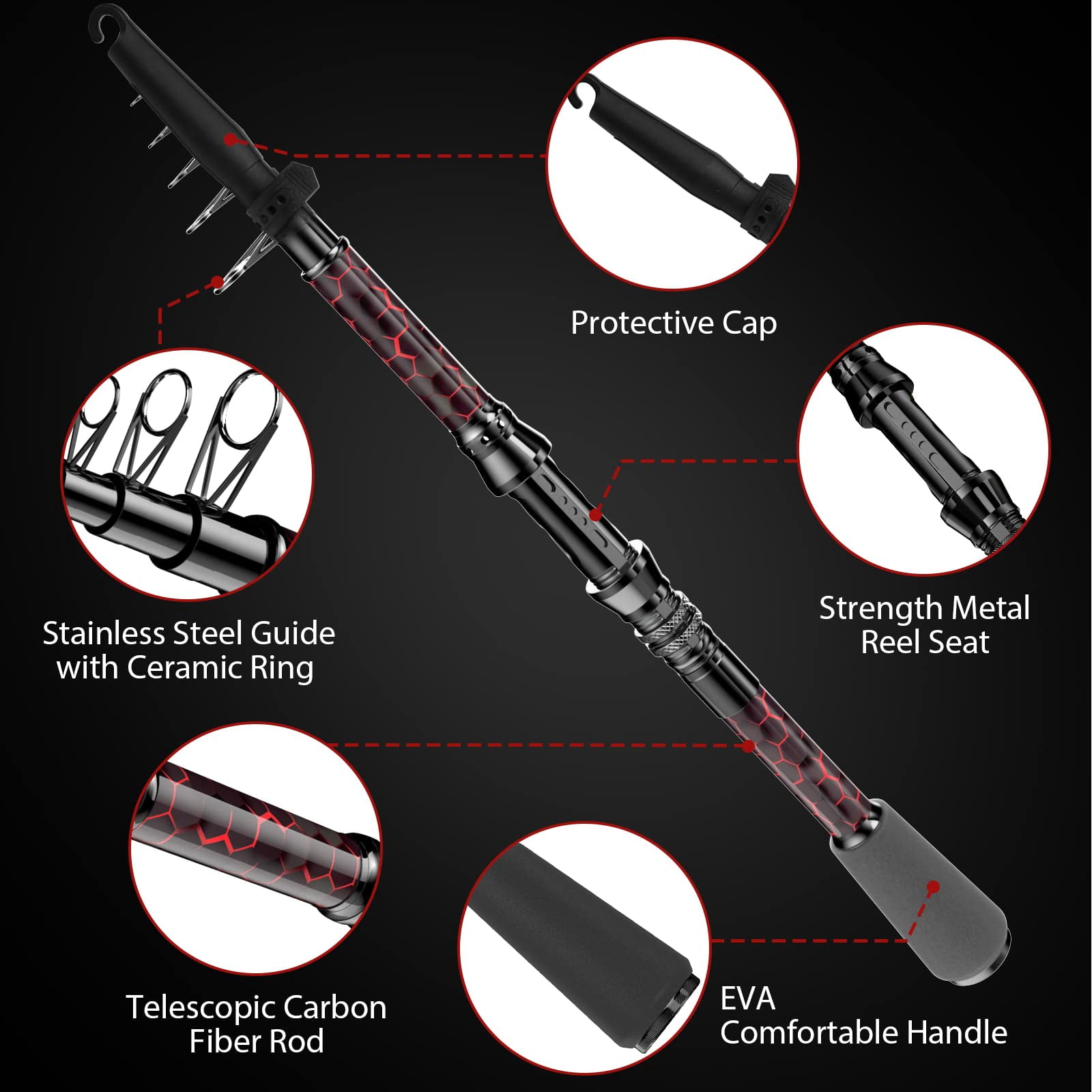 Fishing Rod And Reel Combos  Design With X-warping Painting Carbon Fiber Telescopic Combo Kit Tackle Box Gift For Beginner Angler