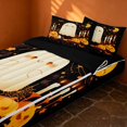 thumbnail image 2 of Erosebridal Kawaii Smiling Ghost Zipper Twin Comforter Sets with Fitted Sheet and 2 Pillowcases, Halloween Pumpkin Candle Bat Zipper Bedding Set for Boys Girls, Black Orange Cream, Black Reversible, 2 of 7