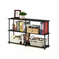 thumbnail image 4 of Furinno Rata 4 x 2 Industrial Multipurpose Flat Base Shelf Display Rack with Metal Frame, Columbia Walnut, 4 of 6